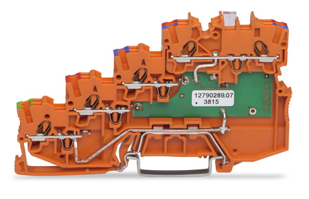 TOPJOB® S 4-przewodowa złączka zasilająca do czujników; LED zielona; z przyłączem PE; 1 mm²; Push-in CAGE CLAMP®; 1,00 mm²; pomarańczowa