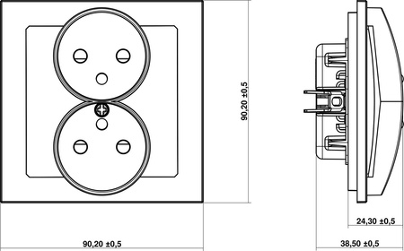 DECO Mechanizm gniazda podwójnego do ramki z uziemienim 2x2P+Z biały DGPR-2z
