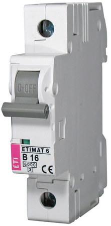 ETI Wyłącznik nadprądowy ETIMAT6 1-polowy 6kA B 16A 002111516