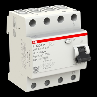 ABB Wyłącznik różnicowo-prądowy FH204-A-25/0,03; 4-polowy; typ A; I=25A; In= 30mA