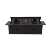 ORNO Gniazda wpuszczane w blat 2 x 2p+Z z płaskim frezowanym rantem i ładowarką USB, czarne OR-AE-13109/B