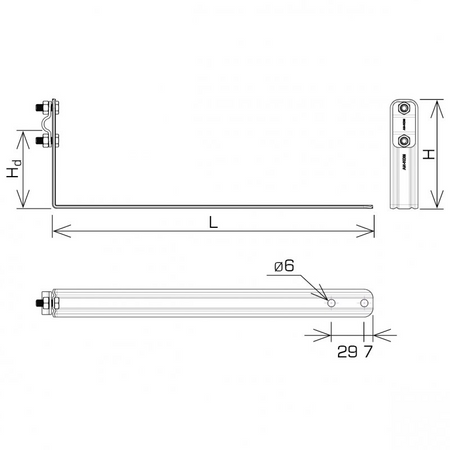 AN-KOM Uchwyt dachówkowy Z-śruba L=28cm, H=10 cm /AN-25A/OG/-N