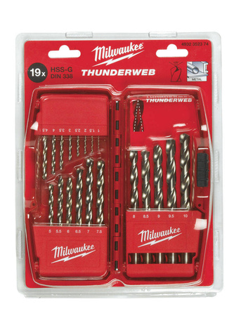 Milwaukee Zestaw wierteł do metalu THUNDERWEB - DIN 338 THW H SS-G (19 sztuk)